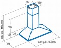 Okap kominowy V-900 X CATA - rysunek techniczny
